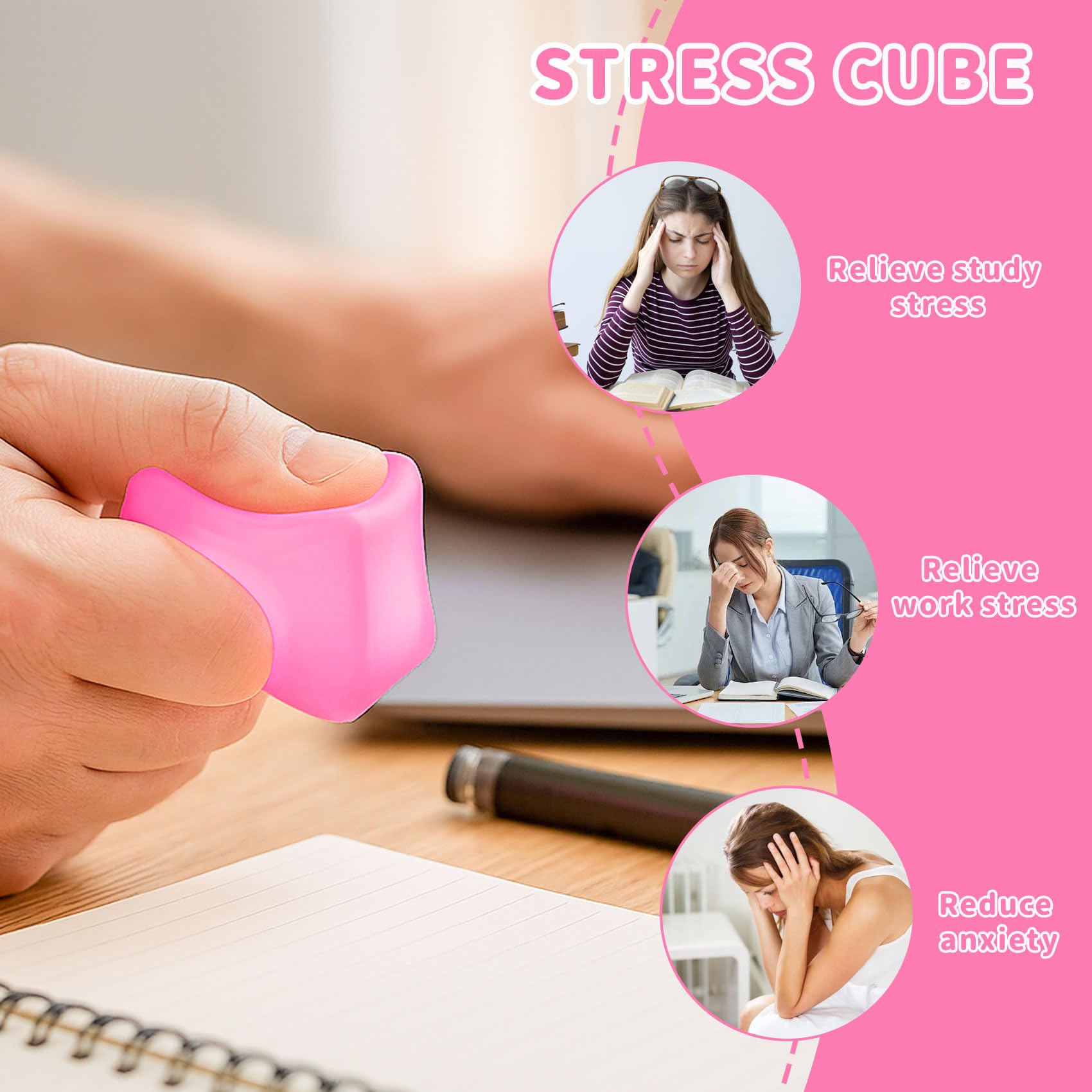 Graphinza Nices Cubes Squeeze Toys Taba Squishy Squishy Cubes Ice Cube Fidget Toy Sensory Fidget Toys Stress Cube Anxiety Relief for Kids and Adults Small Blue (pink) - Image 4