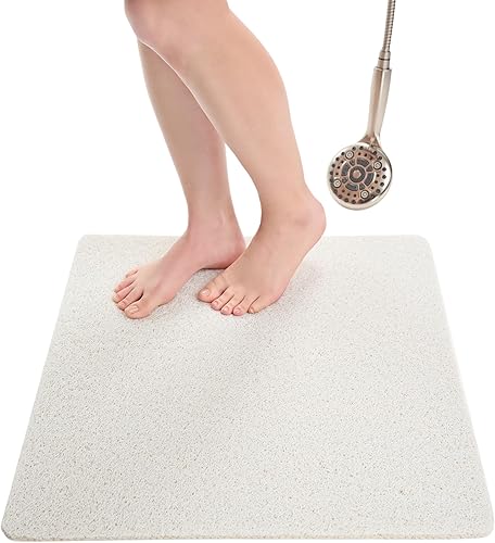 Enkosi Loofah - Tapete de ducha antideslizante, tapete de baño antideslizante para duchas interiores, bañera, bañera, baño, PVC de secado rápido con