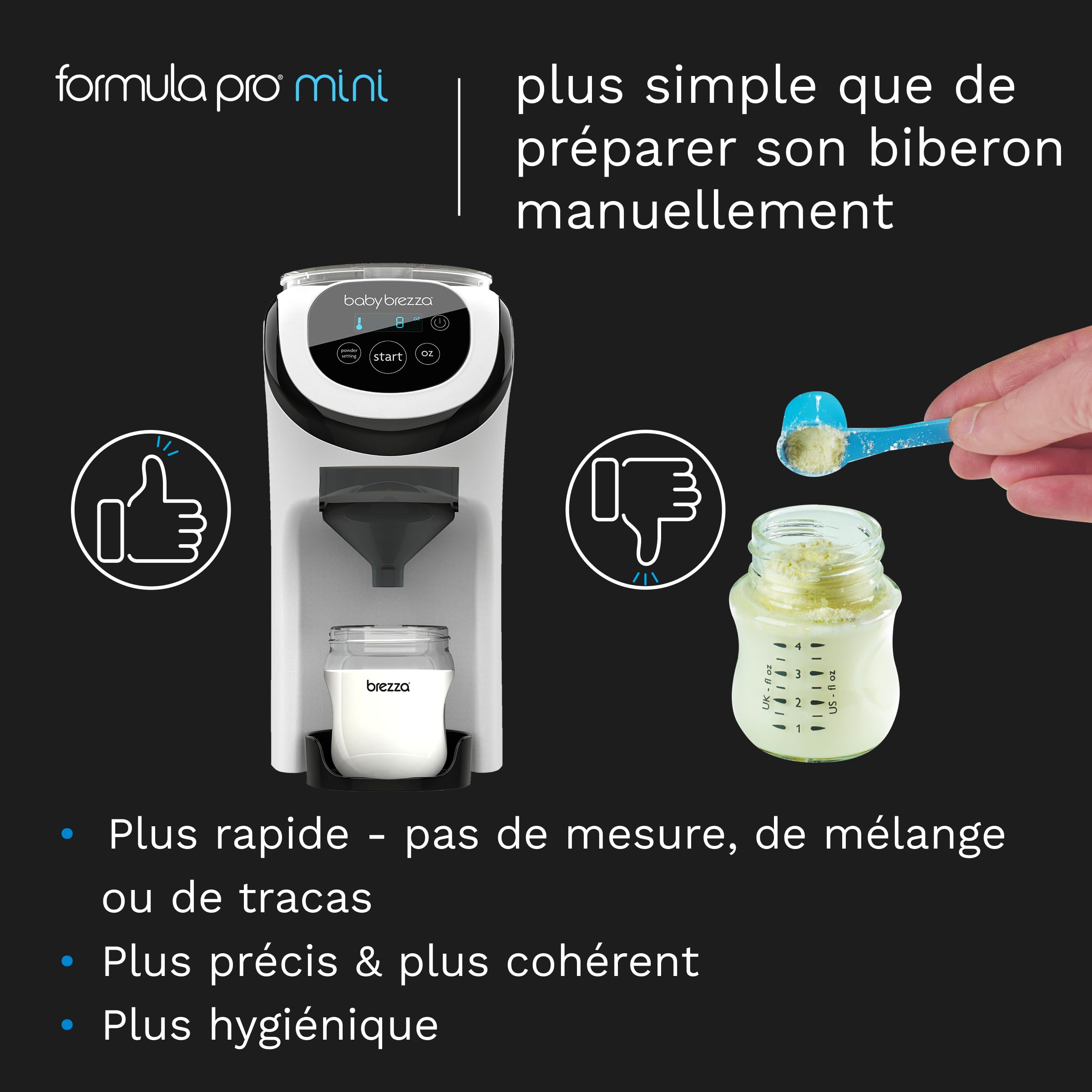 Baby Brezza - Préparateur de biberons automatique compact Formula Pro Mini | Idéal pour les petits espaces et facile à transporter en voyage – Un biberon chaud prêt en quelques secondes