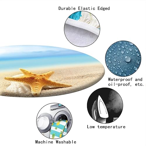 Miniatura 4 de Mantel con patrón de playa, borde elástico, impermeable, lavable, para mesas redondas de 22 a 27 pulgadas