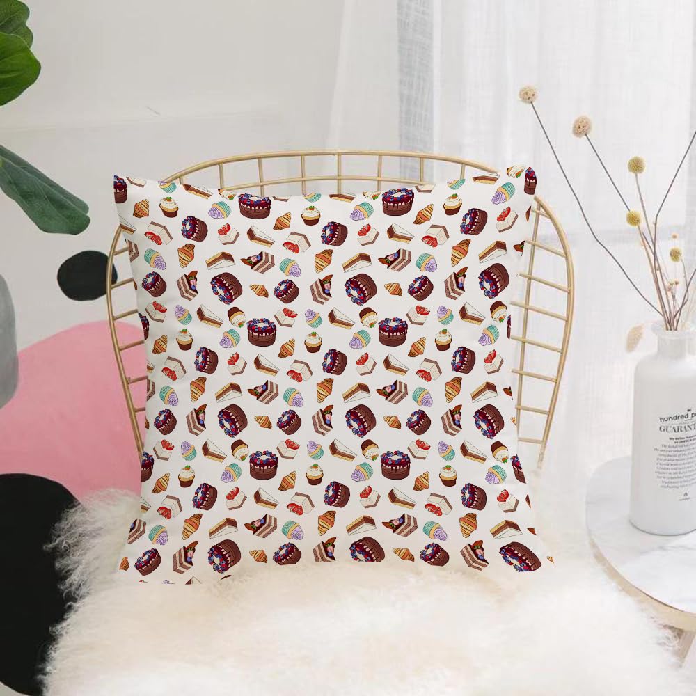HYMSXW Cushion Cover,Throw Pillow Case Home Decorative for Living Room Bedroom Sofa Chair 20X20 Inch,Cool chocolate continuous cake muffin croissant sliced dessert,Pillowcase 50X50cm