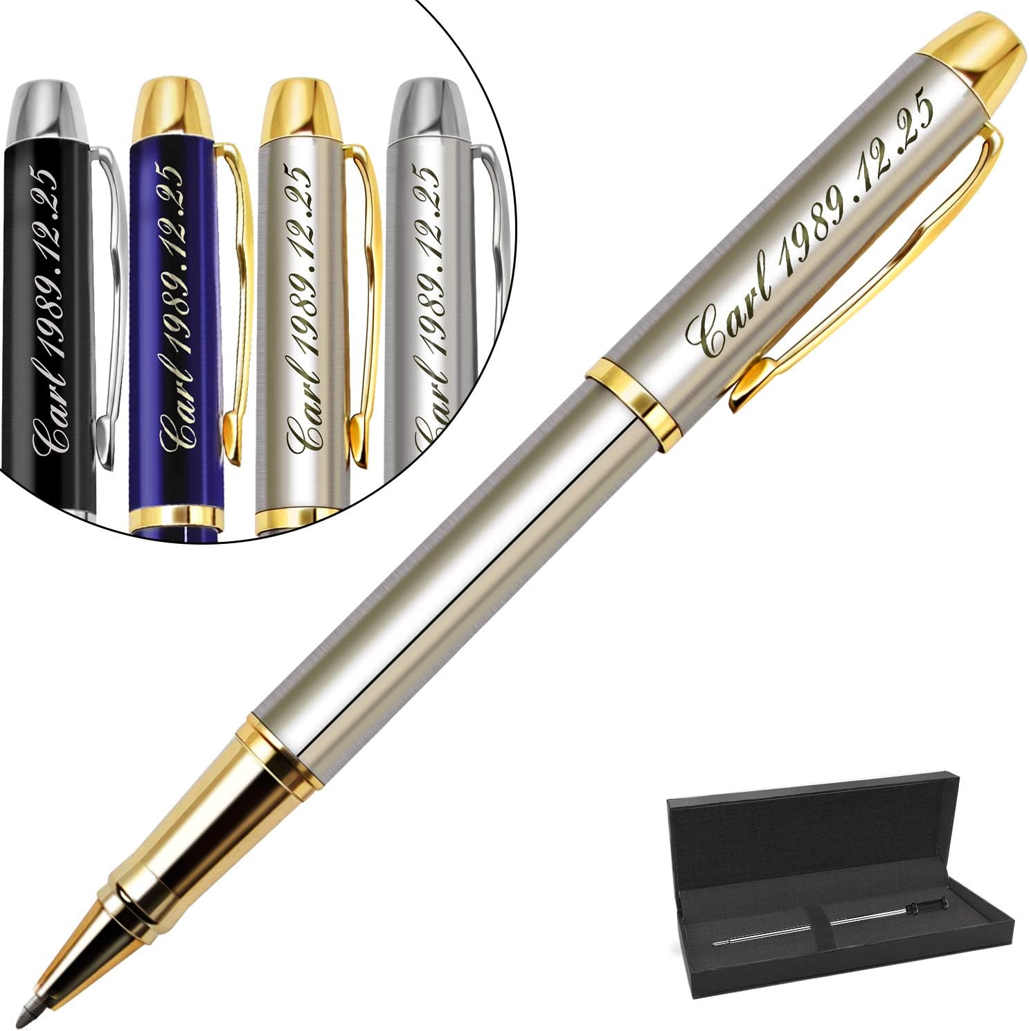 AolunPersonalised Pen,Customised Engraved Ballpoint Pen, Perfect Gifts for Birthday,Business,Party with Name, Slogan or Logo-Black Ink & 0.7mm