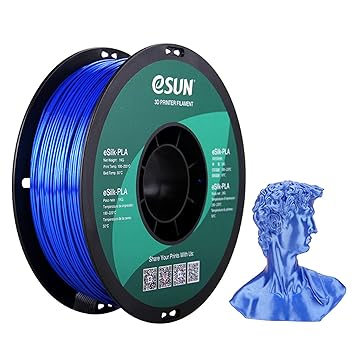 eSUN Silk PLA 3D Printer Filament, Dimensional Accuracy +/- 0.03 mm, 1 kg Spool, 1.75 mm, Blue