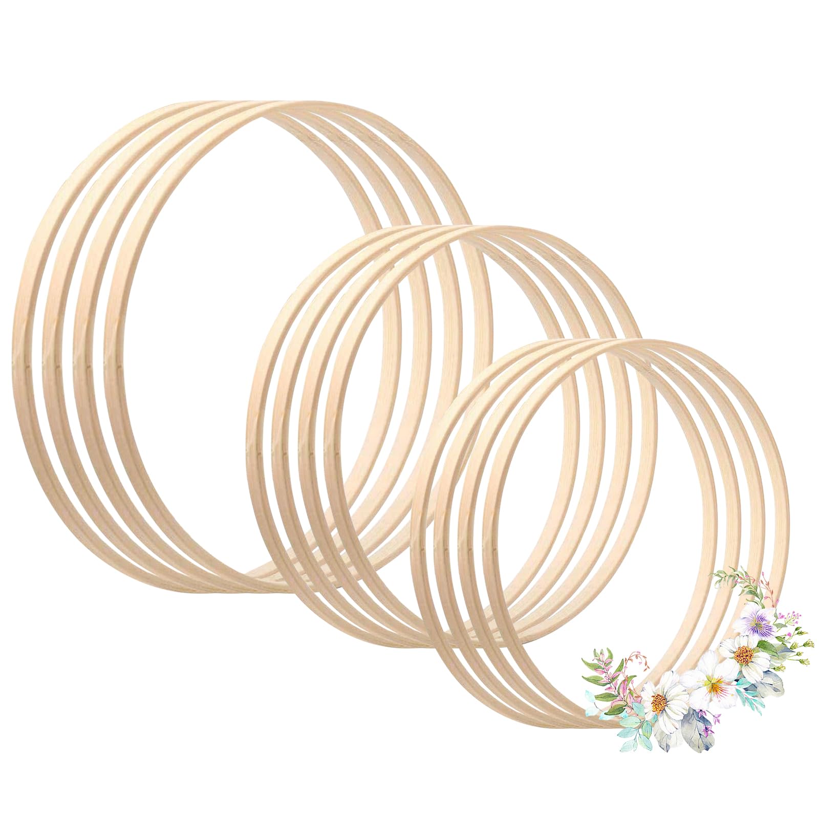 Lot De Cerceaux En Bambou Pour DIY - 10/12 Pièces, 10 à 30,5 Cm, Pour Attrape-rêves, Couronnes, Décorations Murales
