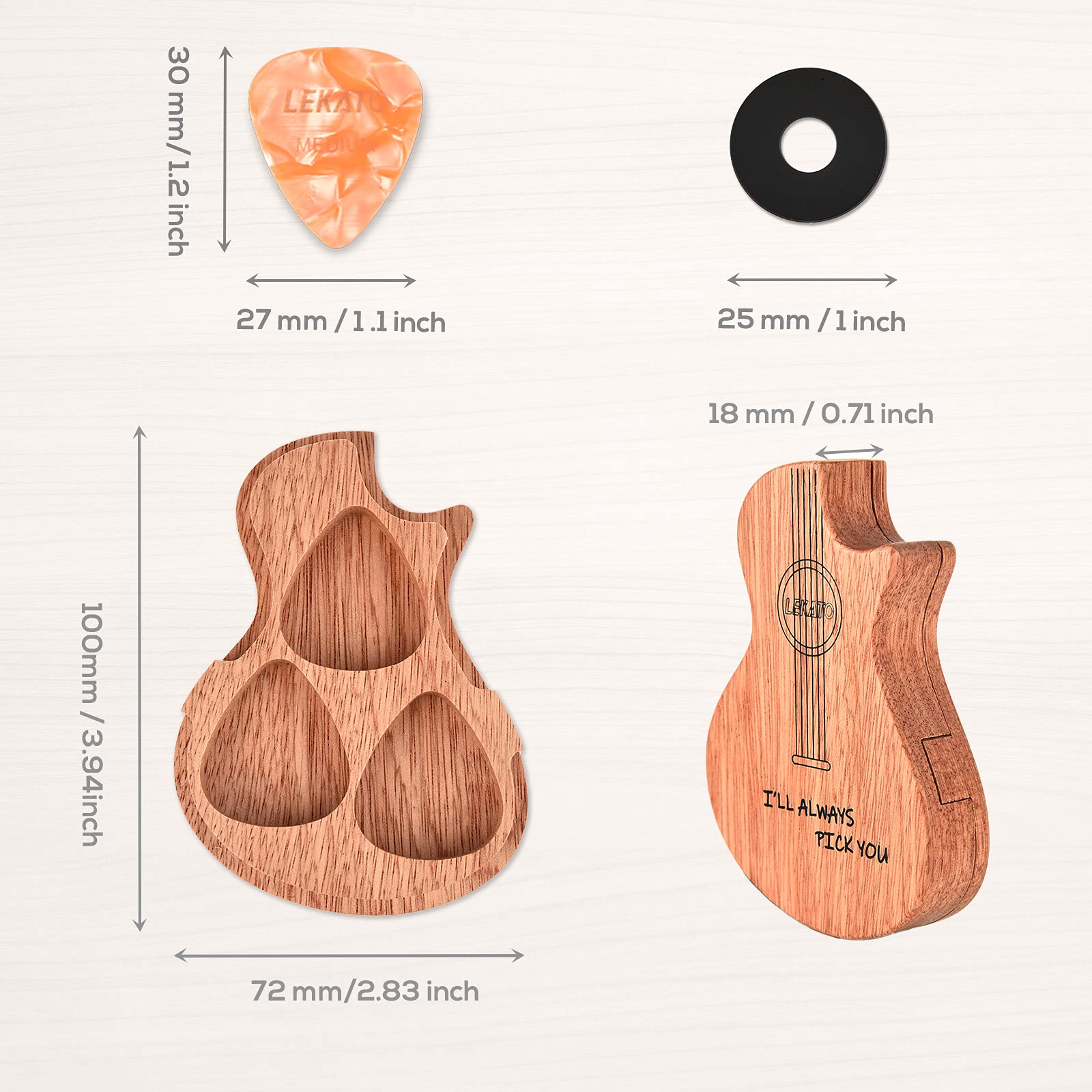 12 Medium Gauge Celluloid Guitar Picks With Leather Keychain Holder - Japanese Culture Design