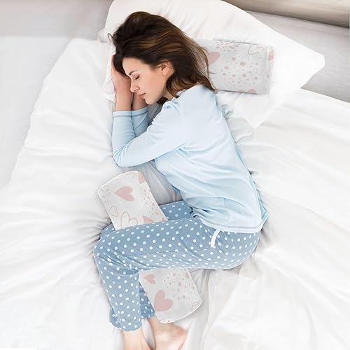 Miniatura 6 de Yuiboo Cute Pink Pattern Heart Shapes Happy Valentine's Day Bolster Pillow Covers Cervical Neck Roll Pillow Cover Under Knee Round Pillow Memory