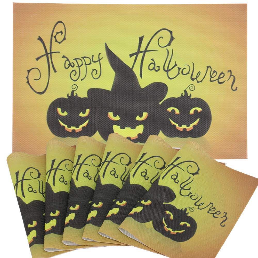 Time to Sparkle Set of 6 Vinyl Woven Placemats Pumpkin — image 1