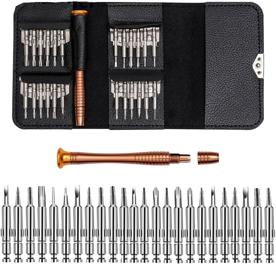 25-in-1 Electronics Repair Precision Screwdriver Kit | Mini Repair Tool Kit for Mobile Phone, Laptop, Watch, Eyeglasses & Electronics| Magnetic Aluminum Handle & Storage Case