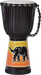 30cm Profi Djembe Trommel Bongo Drum Buschtrommel Percussion Motiv Elefant Afrika Art - (Für Kinder im Kindergarten Alter)
