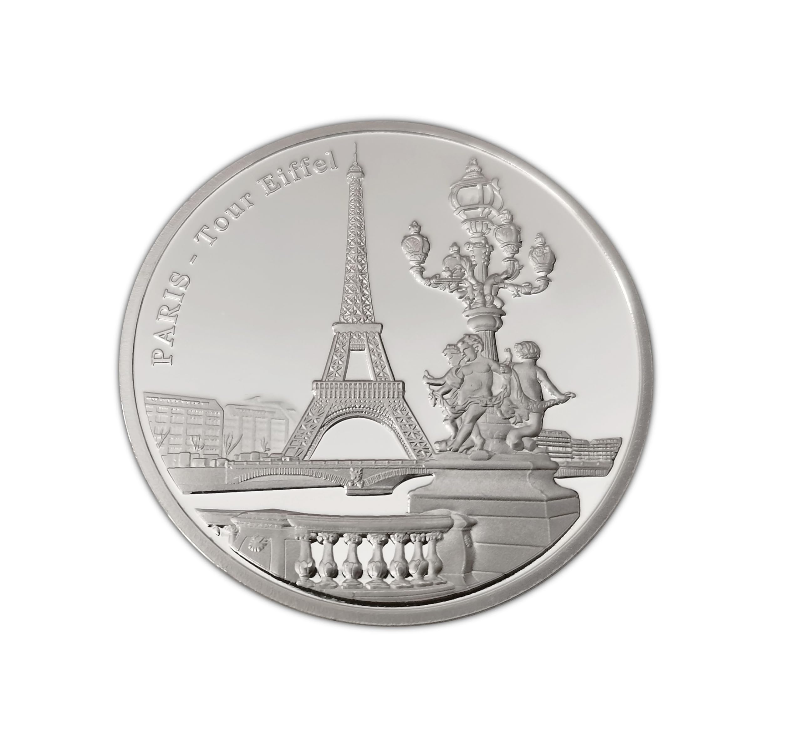 Eillwin Silver Color Paris France Eiffel Tower Collectible & Commemorative Anniversary Souvenir Coin