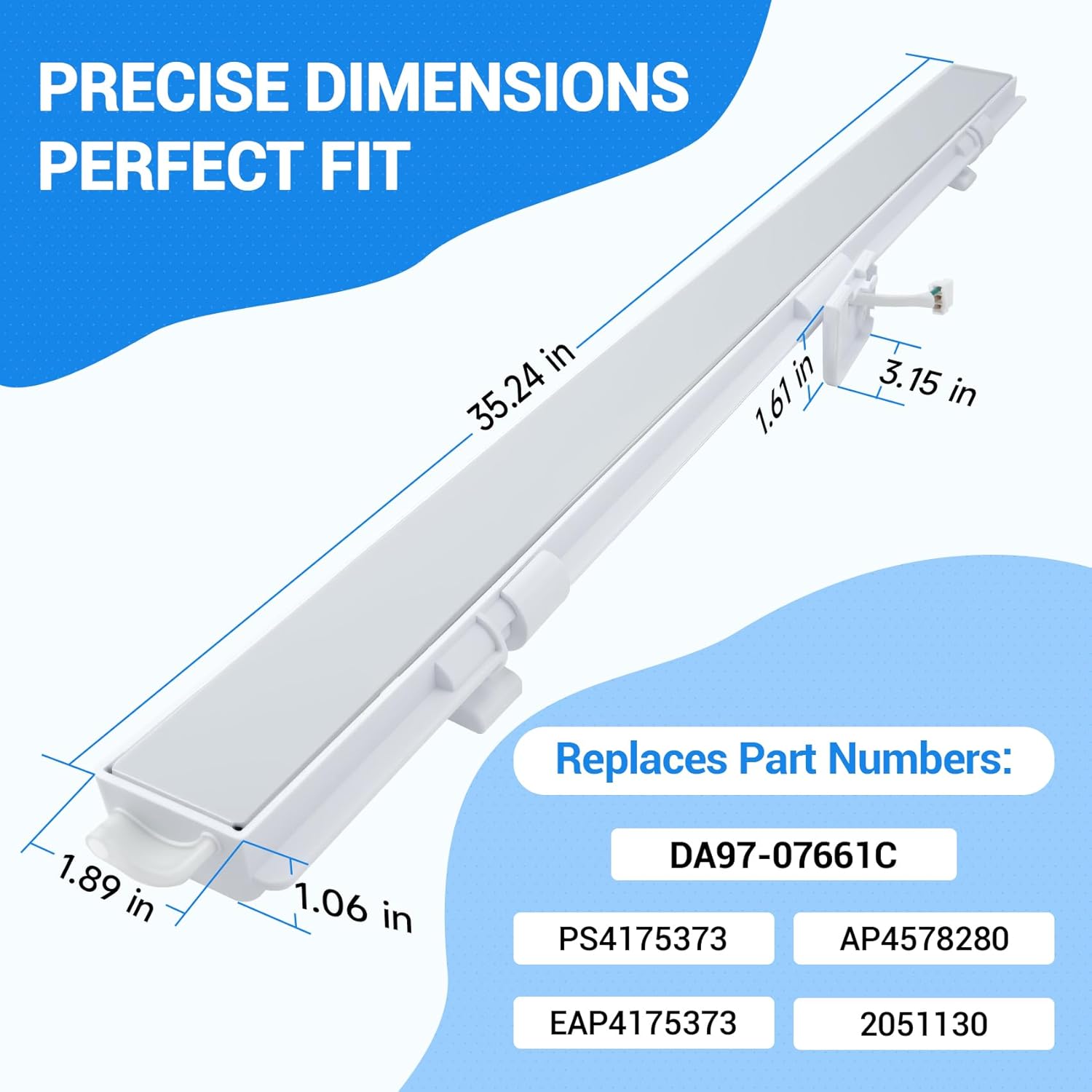 DA97-07661C Refrigerator French Door Flipper Mullion Assembly with Heater Compatible with Samsung RF217 RF197 RF20 RF18 RF195 KF RB Series, Replaces AP4578280 PS4175373 EAP4175373 2051130