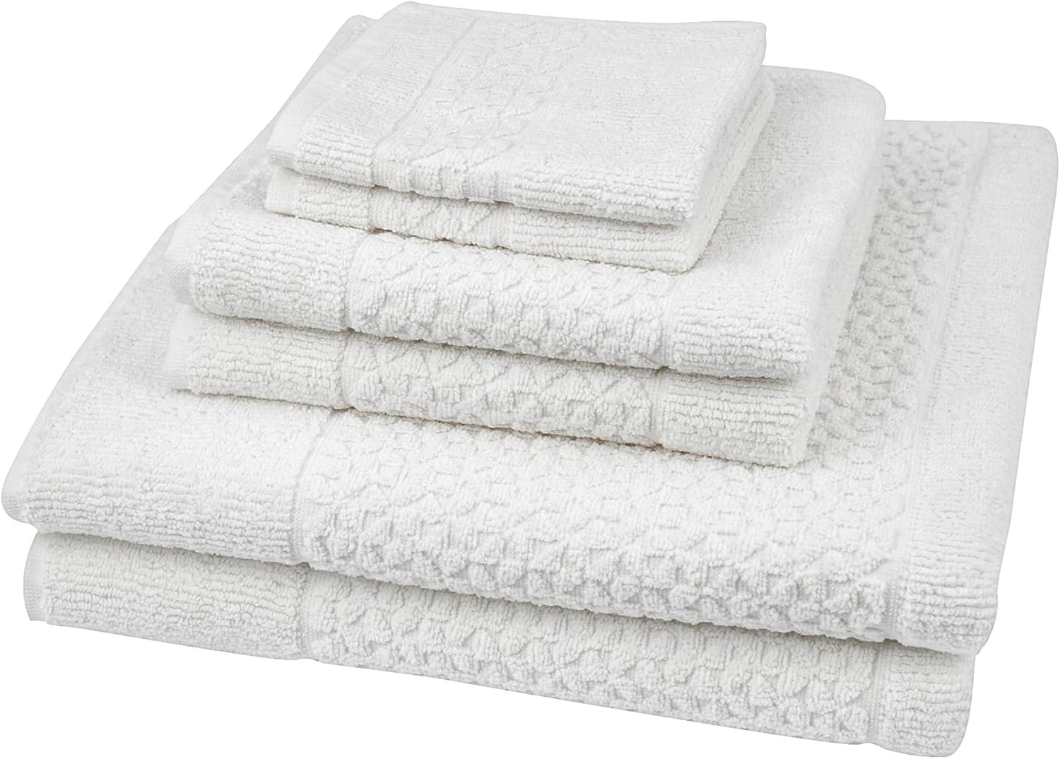 Classic Turkish Towels CTT Set of 6-100% Turkish Cotton, Absorbent & Comfy, Includes 2 Bath Towels 2 Hand Towels & 2 Washcloths | (White)