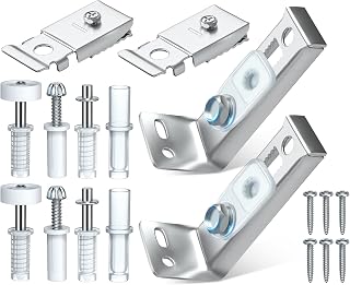 Bifold Door Hardware Kit, 2 Pack Repair Replacement Parts for Bi-fold Door Sliding Door Closet Door with 7/8" to 1" Guide Wheel Track, 3/8" Pivot, 2 Brackets, Accordion Barn Folding Door Hardware Kit