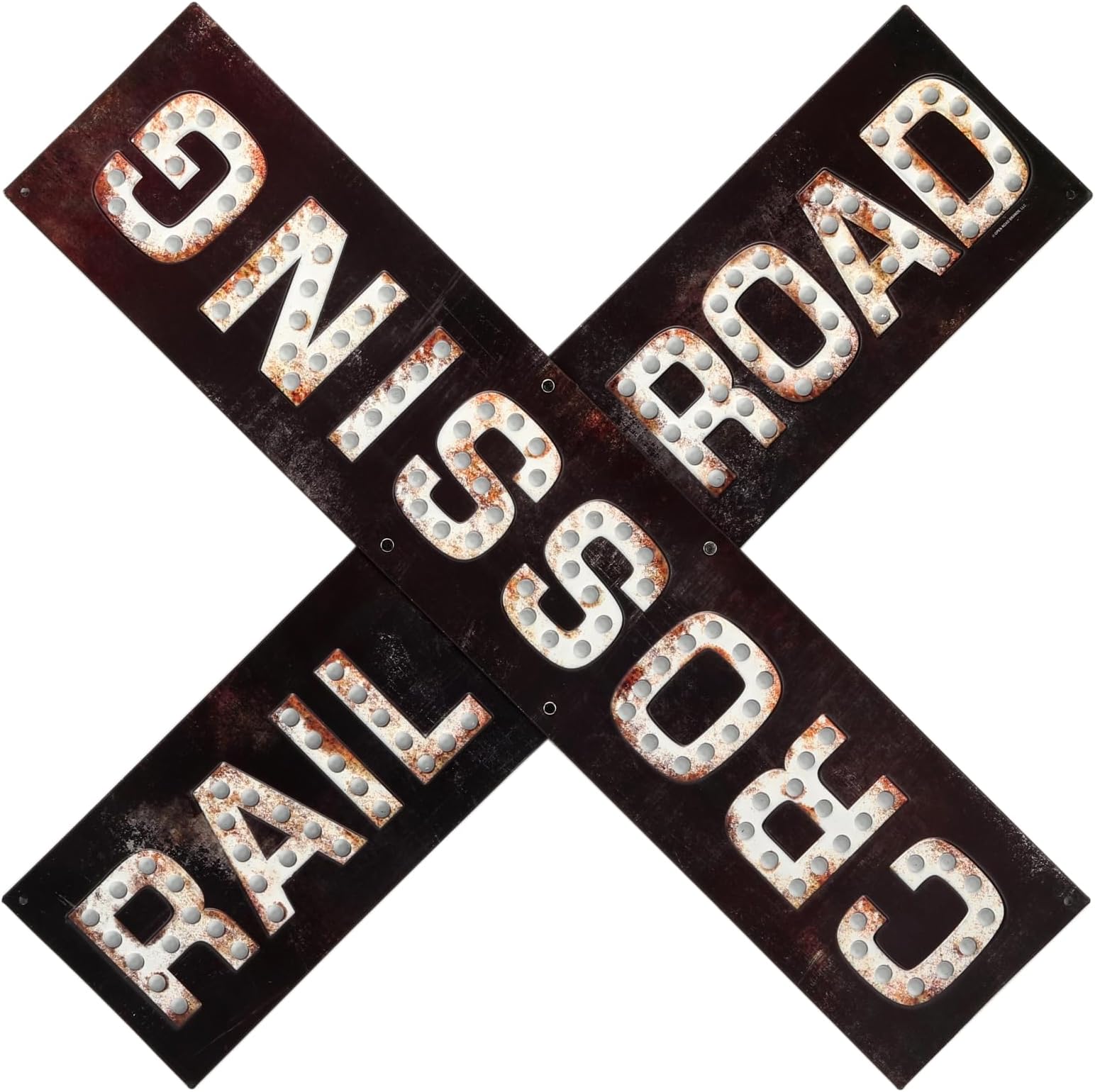 Railroad Crossing Prismatic Embossed Metal Sign