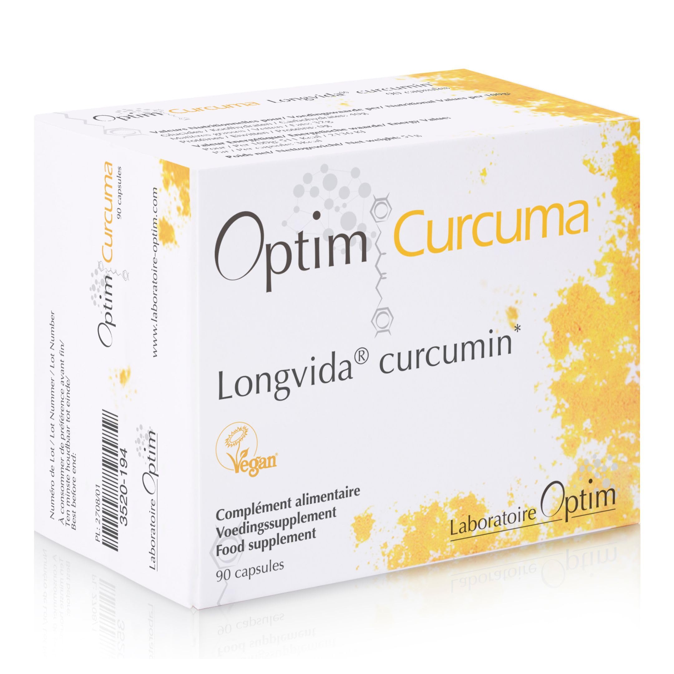 Optim Curcuma Longvida Curcumine 90 gélules formule végane dosée | Extrait de curcuma biodisponible, pour adultes, confort articulaire, soutien de la mobilité et bien-être quotidien