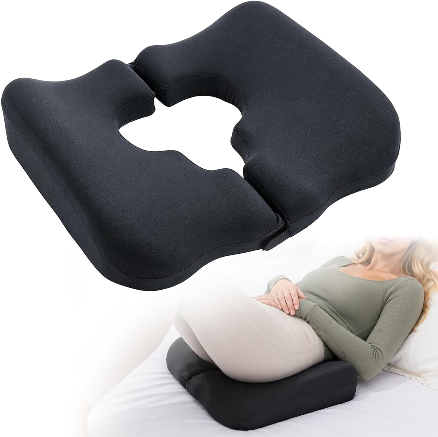 T-Shaped Bed Sore Cushions for Bottom, Memory Foam Pressure Relief Pillow for Sitting and Sleeping, Post Surgery Pillow for Bed Sores, Opening Tailbone Pillow for Comfort and Support