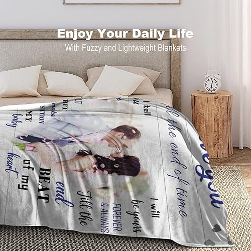 Miniatura 5 de Manta de forro polar personalizada con foto manta suave personalizada con texto en inglés I Love You para esposa marido regalo del día de San