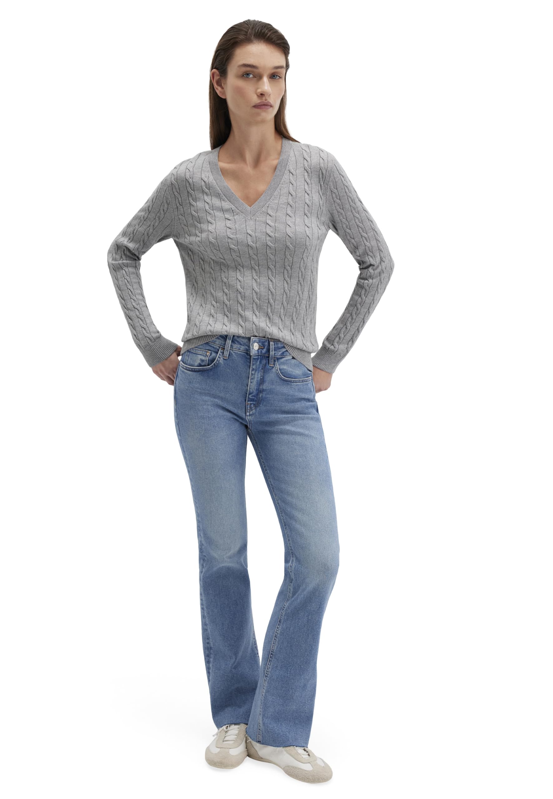 Mavi Damen Pullover Regular V-Neck Sweater Pullover Feinstrick