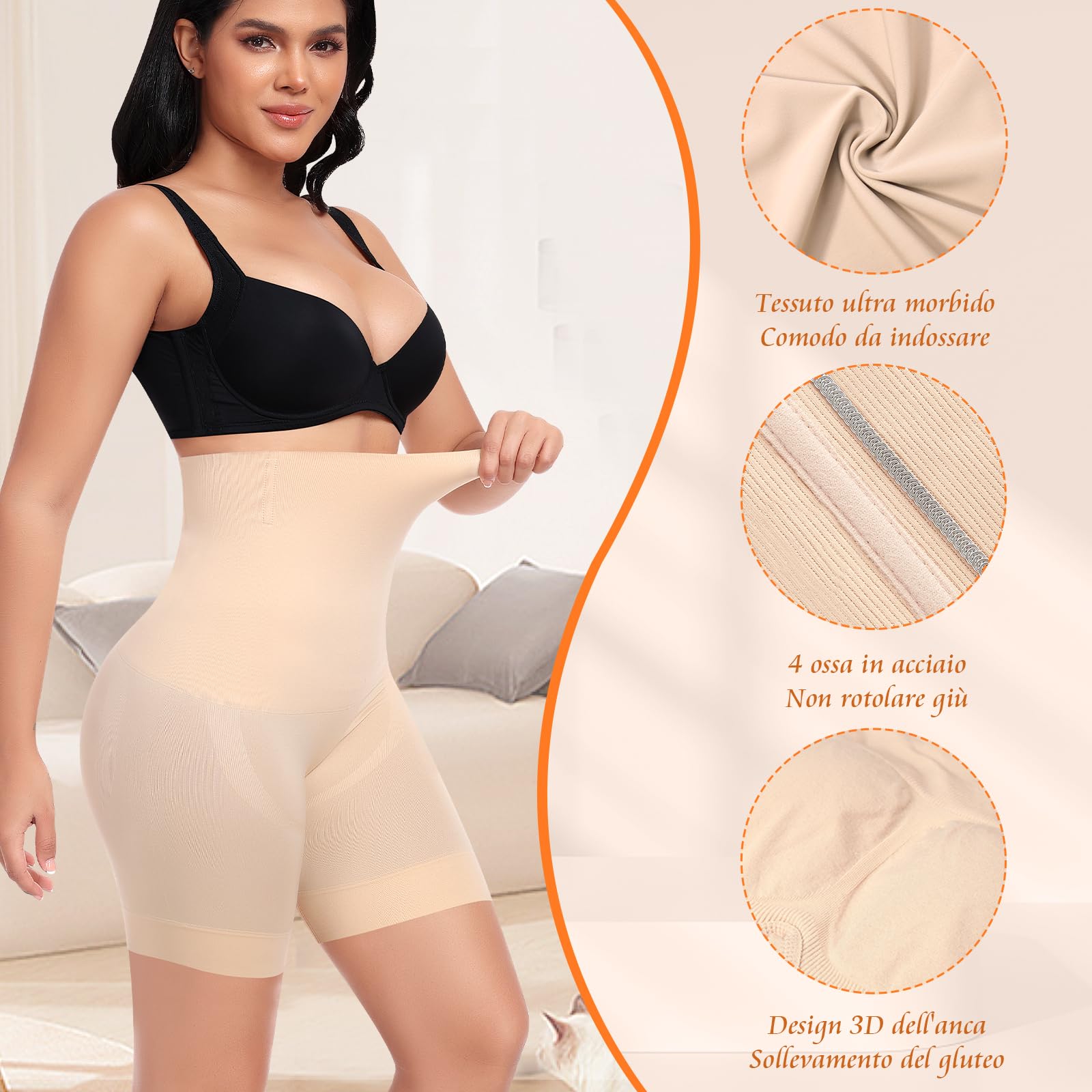 YARRCO Shapewear Guaina Contenitiva Donna Pancia Piatta Guaina Modellante Snellente Pantaloncini Mutande Contenitive Intimo Modellante Slip Contenitivo Vita Alta Senza Cuciture Boxer Dimagrante