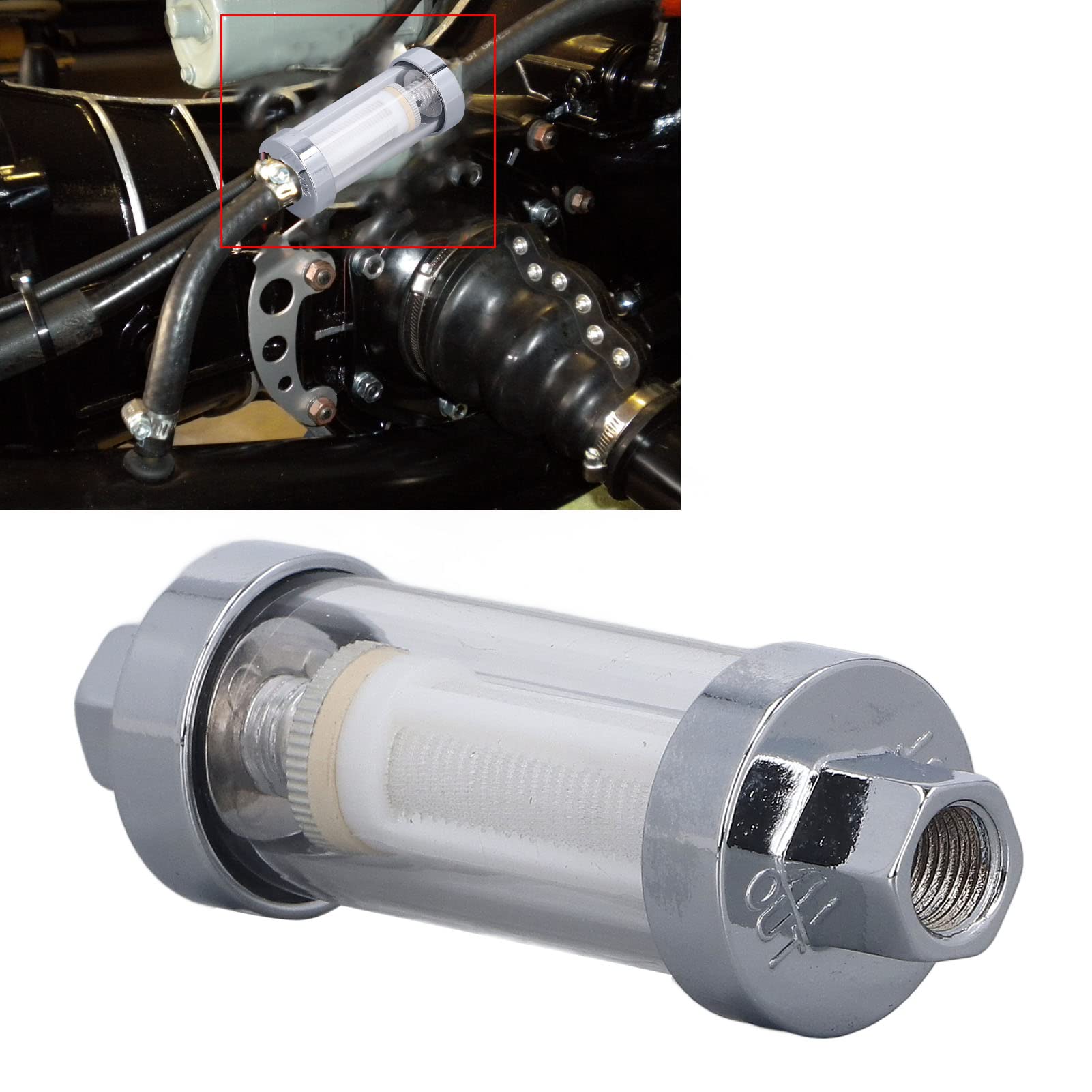 Amazon | 車用燃料フィルター 燃料フィルター ユニバーサル 3/8インチ