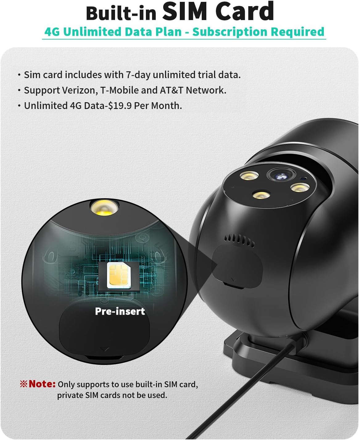 LIWAN 4G LTE Cellular Security Camera Wired, No WiFi Security Camera Outdoor Indoor, Plug-in for 24/7 Recording, 2K Color Night Vision, 2-Way Talk, Built-in SIM Card and 32G Memory Card, Black, 2 Pack