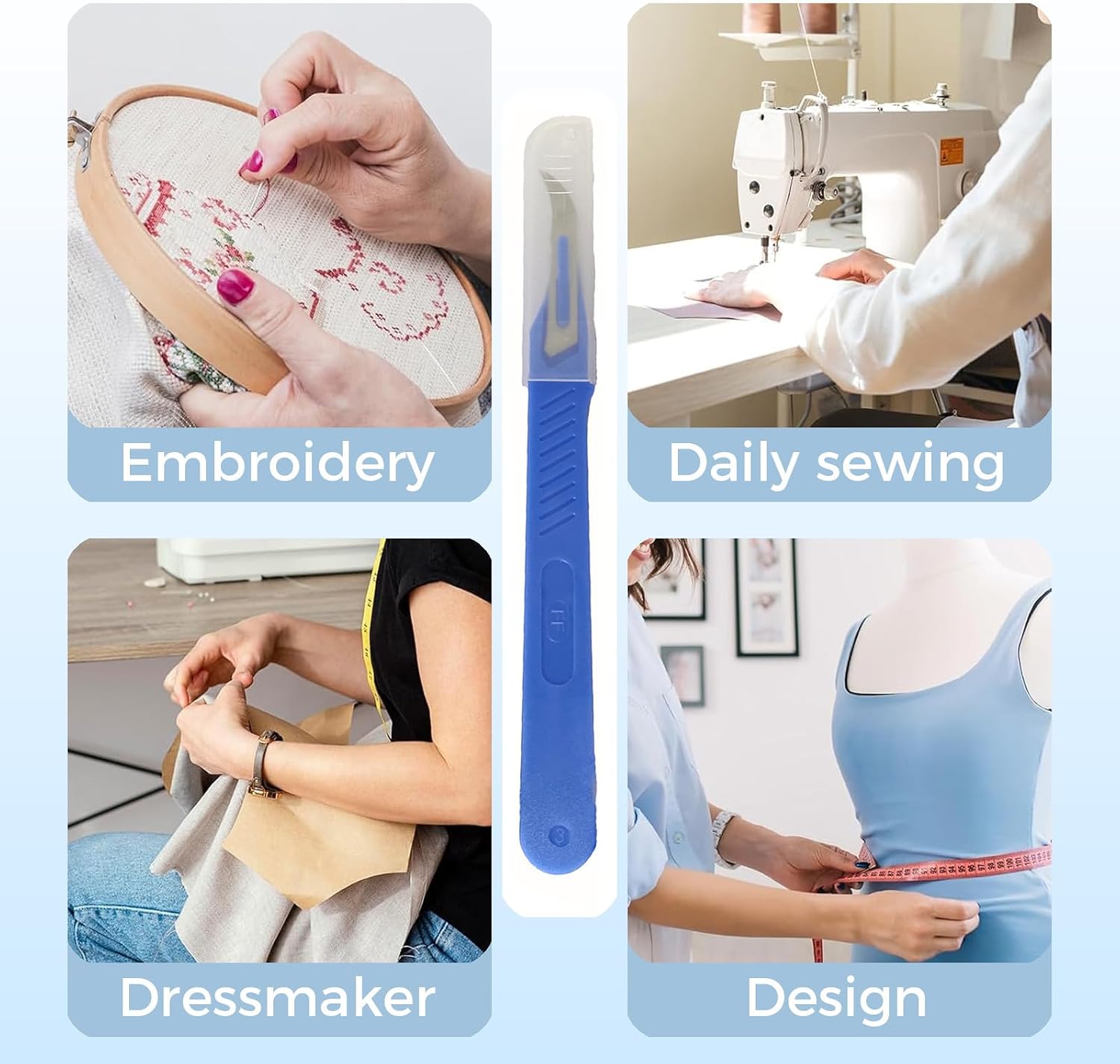 10pcs Sewing Machine, Sewing Machine, Shearing Machine, Thread Stripping Tool, Thread Removal Knife with Protective Cover and Anti Slip Handle, Used for Embroidery Sewing Process