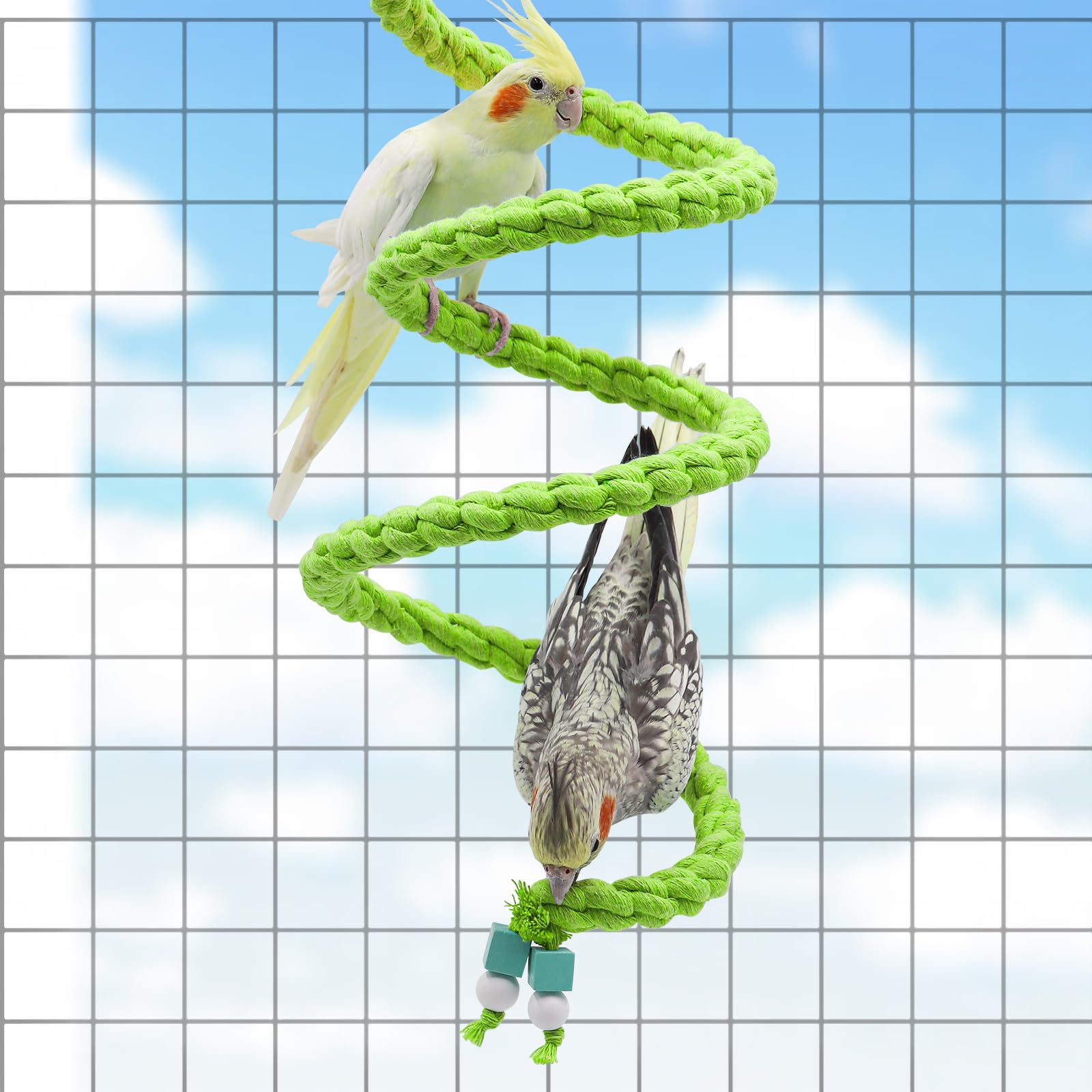 View of Snapklik.com : 59 Inches Spiral Rope Perch, Swing, Cage Stand Pole ...