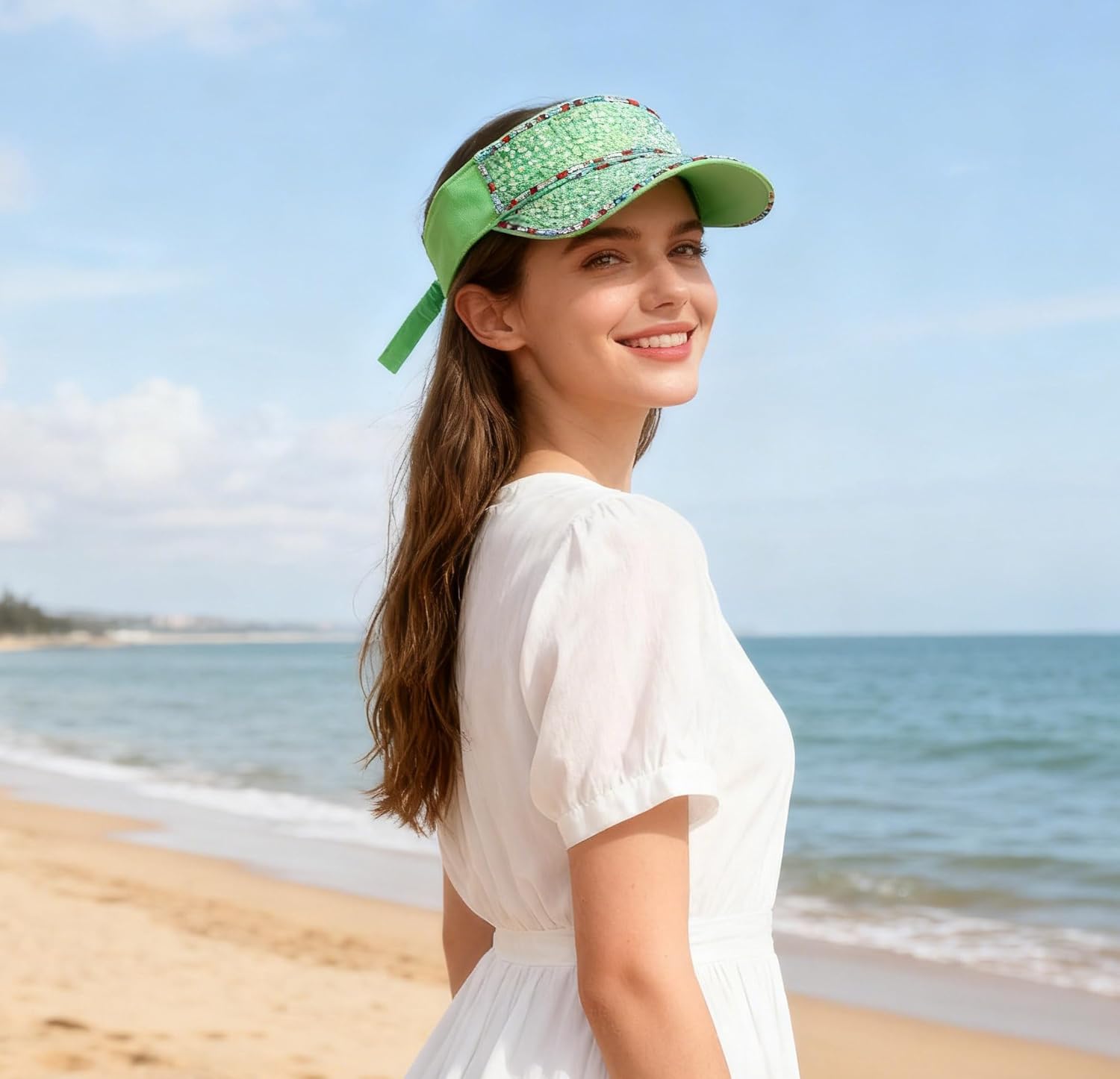 Bling Shiny Rhinestone Sports Sun Visor Hat for Women Summer Adjustable Breathable Beach Visor Caps Running Golf Sun Hat - Image 4