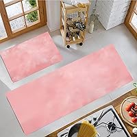 Vista 3 de Simple Solid Color Kitchen Mat Set of 2 Pcs, Non Slip Kitchen Rug Blush Powder, Retro Grunge Rock Style Washable Absorbent Floor Mat Runner Rug