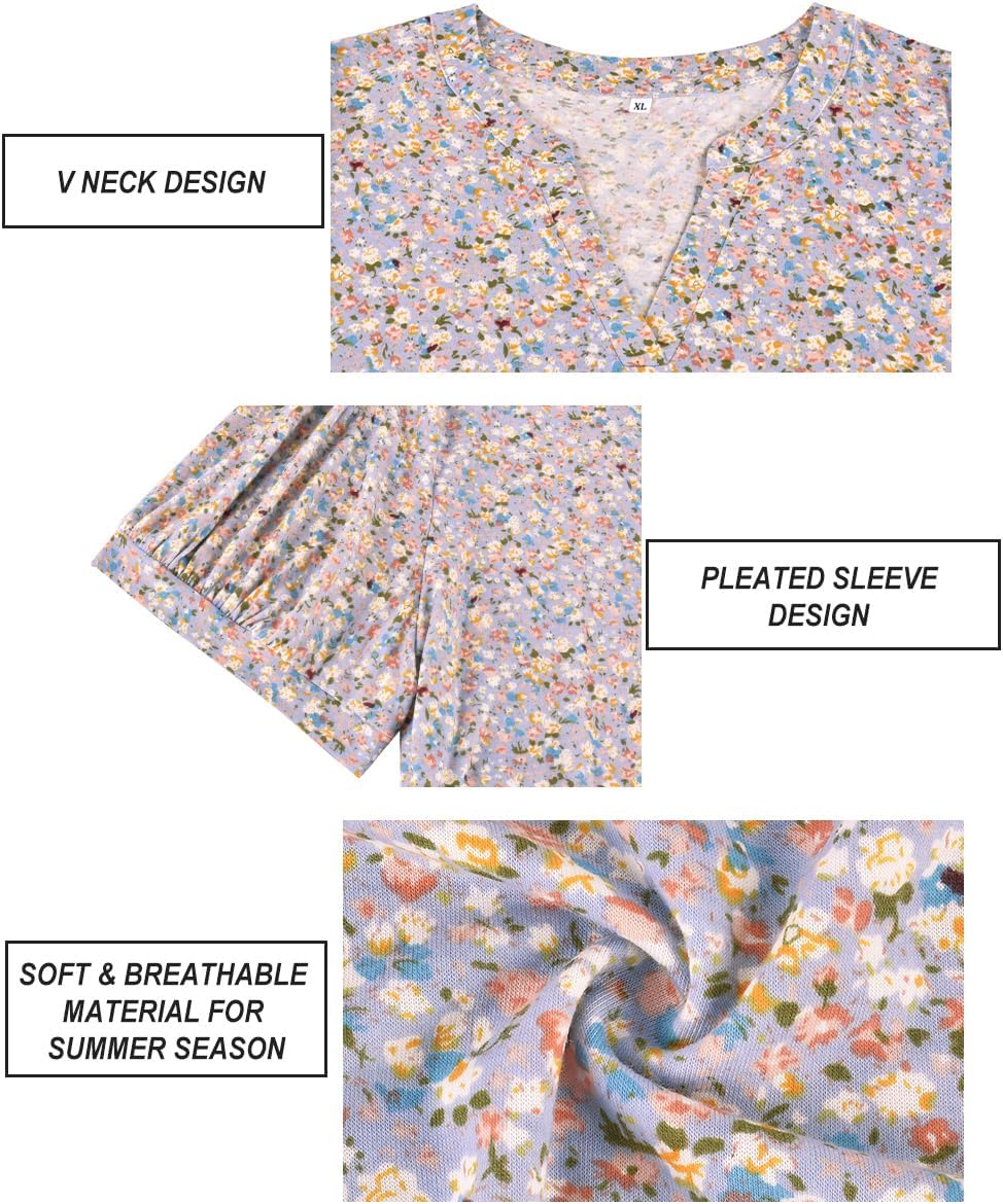 RITERA Plus Size Tops for Women Short Puff Sleeve Blouse Casual V Neck Tunic Oversize Loose Fit Ladies Tunic Summer XL-5XL - Image 2