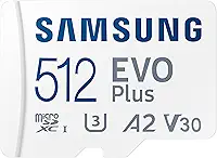 SAMSUNG EVO Plus com adaptador SD de 512 GB Micro SDXC, até 130 MB/s, armazenamento expandido para dispositivos de jogos, tablets e smartphones Android, cartão de memória, MB-MC512KA/AM, 2021