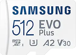 SAMSUNG EVO Plus com adaptador SD de 512 GB Micro SDXC, até 130 MB/s, armazenamento expandido para dispositivos de jogos, tablets e smartphones Android, cartão de memória, MB-MC512KA/AM, 2021