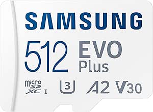 SAMSUNG EVO Plus 512GB w/SD Adaptor Micro SDXC, Up-to 130MB/s, Expanded Storage for Gaming Devices, Android Tablets and Smart Phones, Memory Card