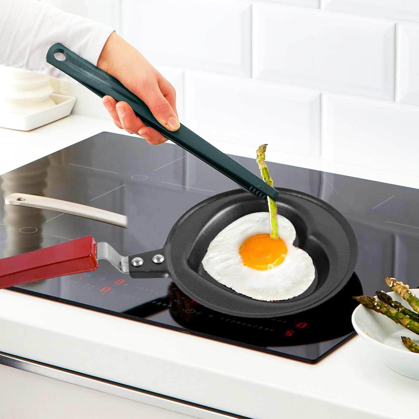 3 Mini Padelle Antiaderenti Per Uova - Forme Carine (Cuore, Orso, Cucciolo)