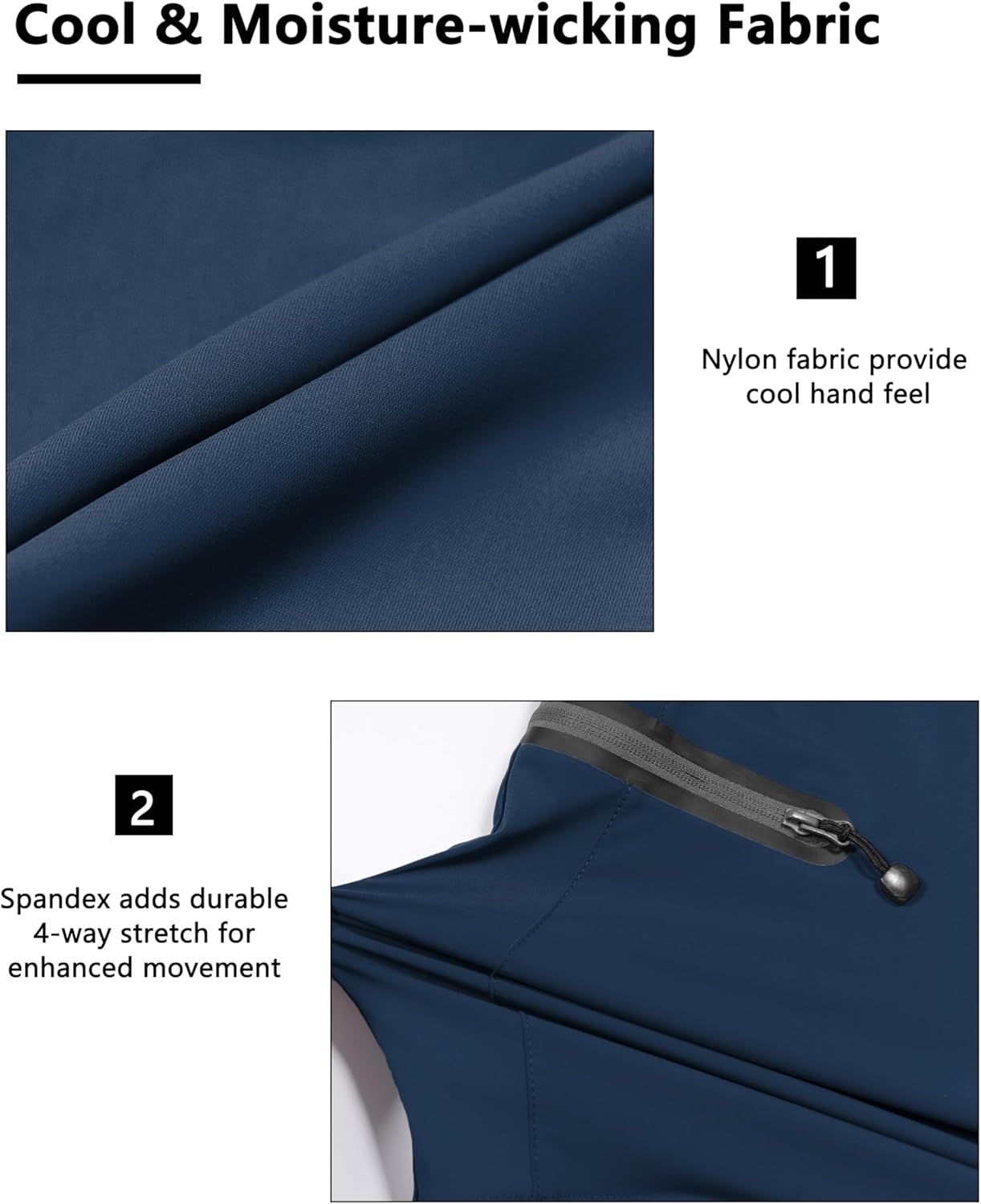 Little Donkey Andy Men’s Ultra-Stretch Quick Dry Lightweight Bermuda Shorts Drawstring Zipper Pocket Hiking Travel Golf