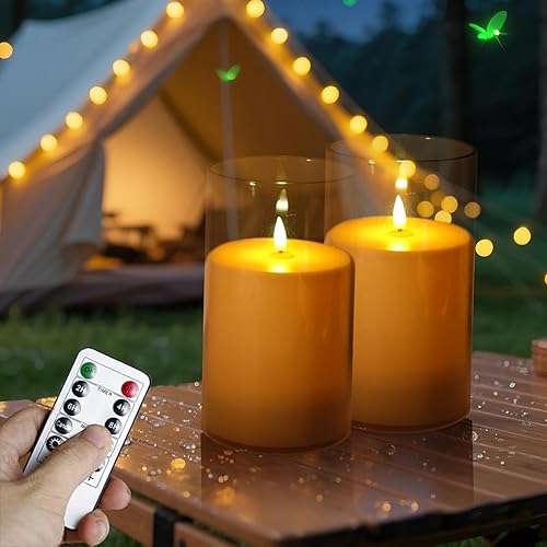 NICEME Velas LED  Resistente al agua al aire libre, funcionan con pilas, velas falsas eléctricas de plástico para Halloween y Navidad decoración del