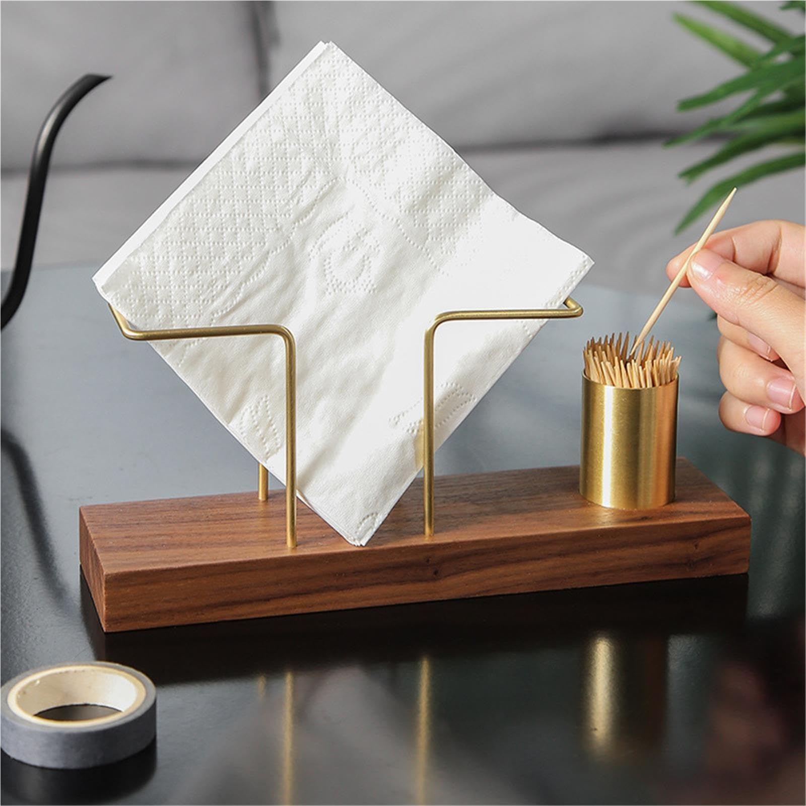 Servilletero De Hierro Y Madera Maciza for Escritorio, 2 Uds para Bar