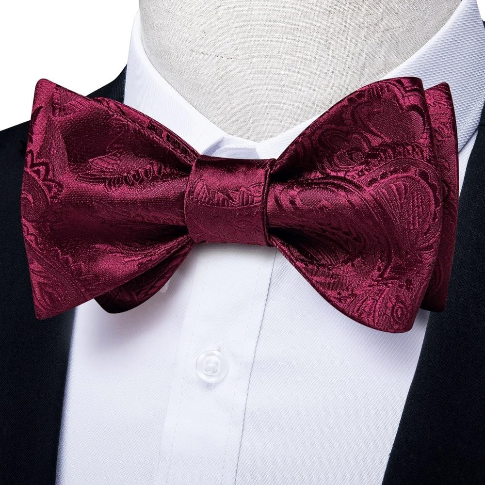 Paisley Solid Bow Tie Set Business Wedding Bowknot Self Bowtie Groom Party Accessories