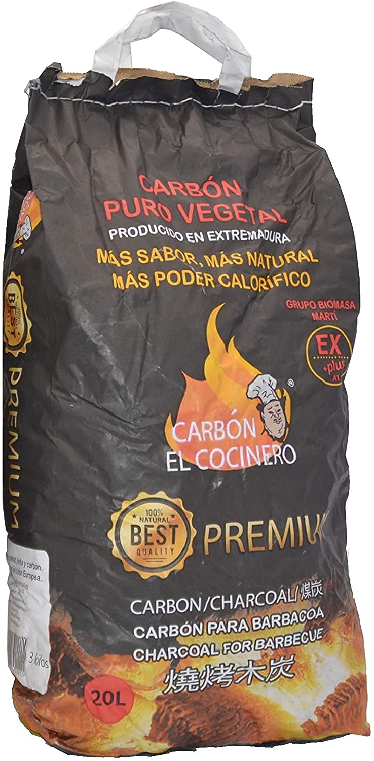 Carbón Puro Vegetal Premium 6 Bolsas de 20 litros o 3 kg und. para barbacoas y cocinas
