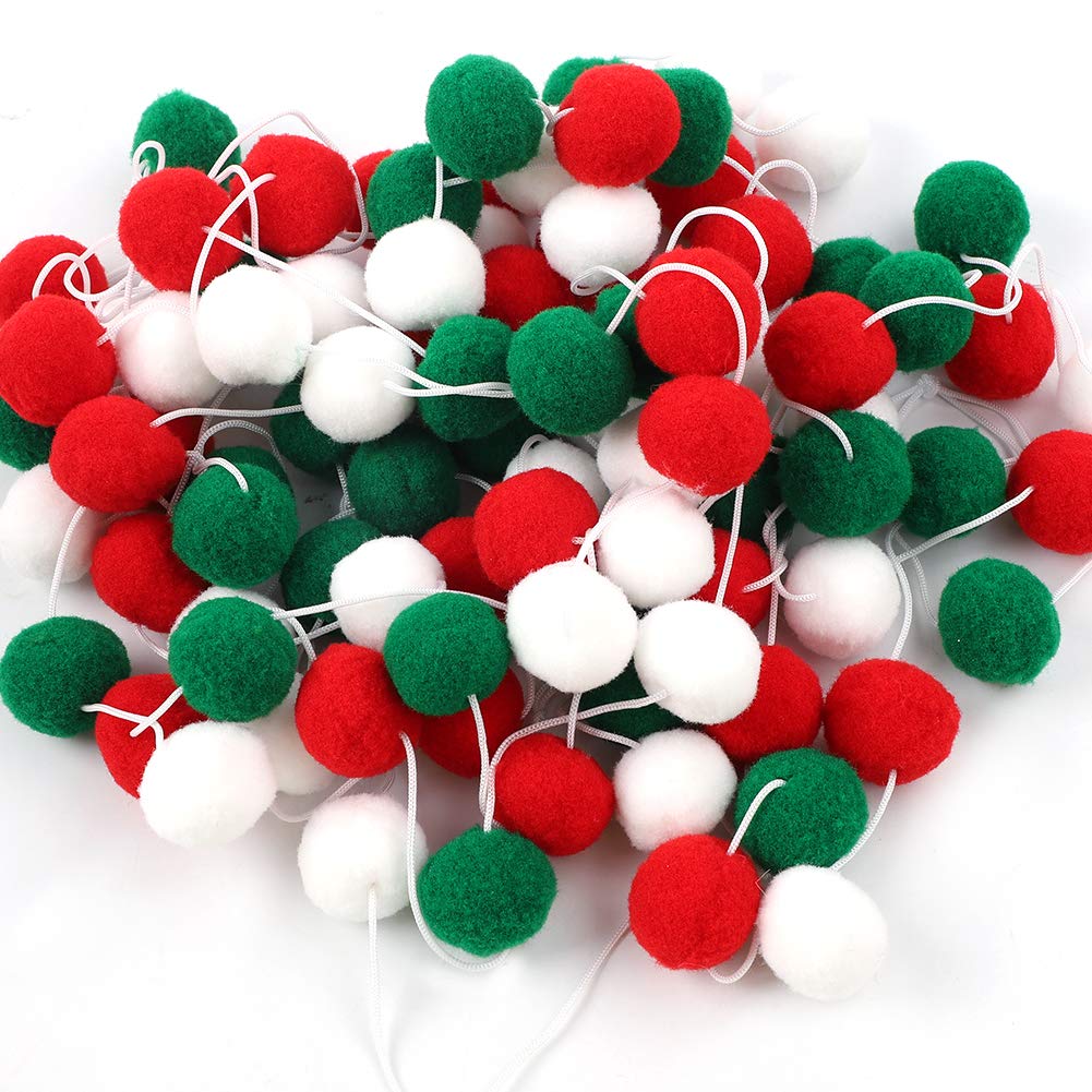 Jomnvo 100 Stuks 2 CM Kerst Pompoms Rood Groen Pluizige Pompons Pompom Vilt Ballen voor Doe-het-zelf Ambachten Maken (Rood en Groen