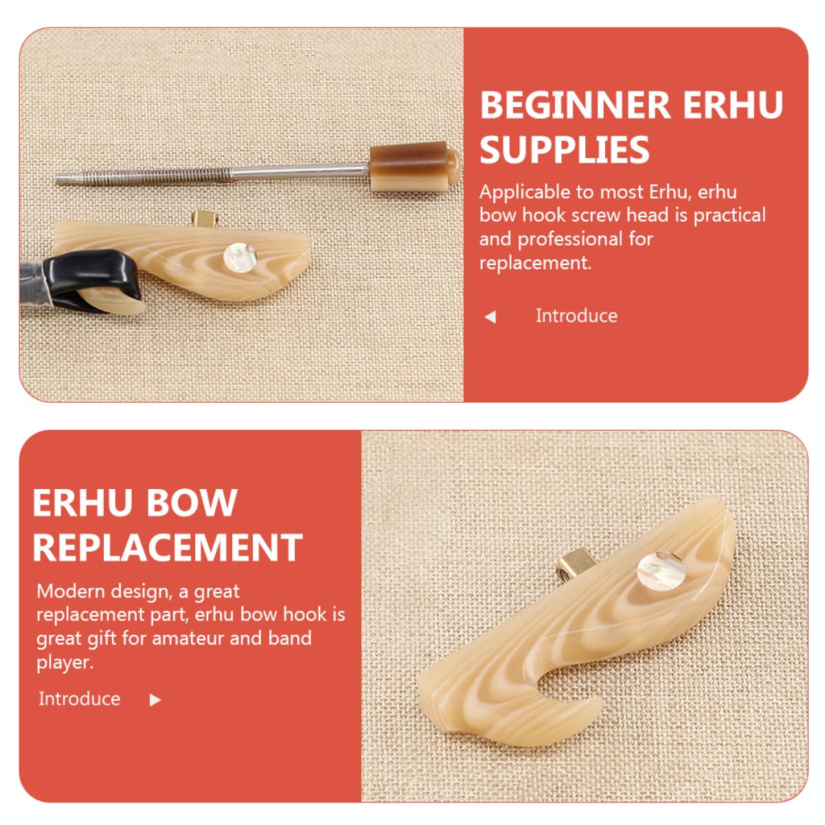 ibasenice 4 Pezzi Erhu Erhu Supporto Erhu Parti Professionale Erhu Accessori Arco Per Erhu Strumento Musicale Arco Erhu Arco Di Ricambio Erhu Kit Di Riparazione Asiatico Insturment