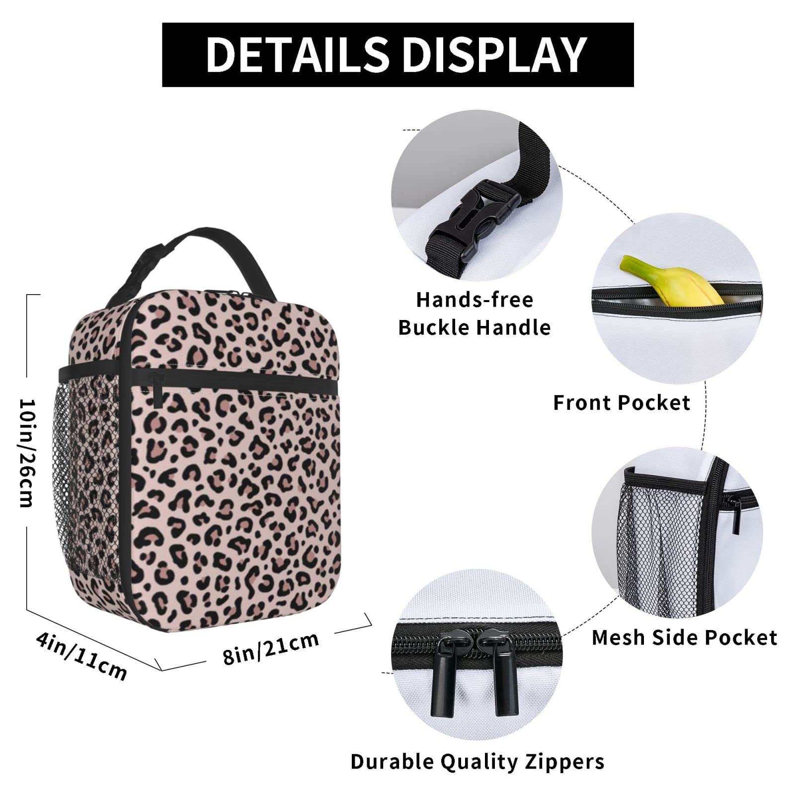Nadie Borsa termica per il pranzo con stampa leopardata rosa per le donne borsa termica per il pranzo per uomini bambini borsa termica borsa termica da viaggio