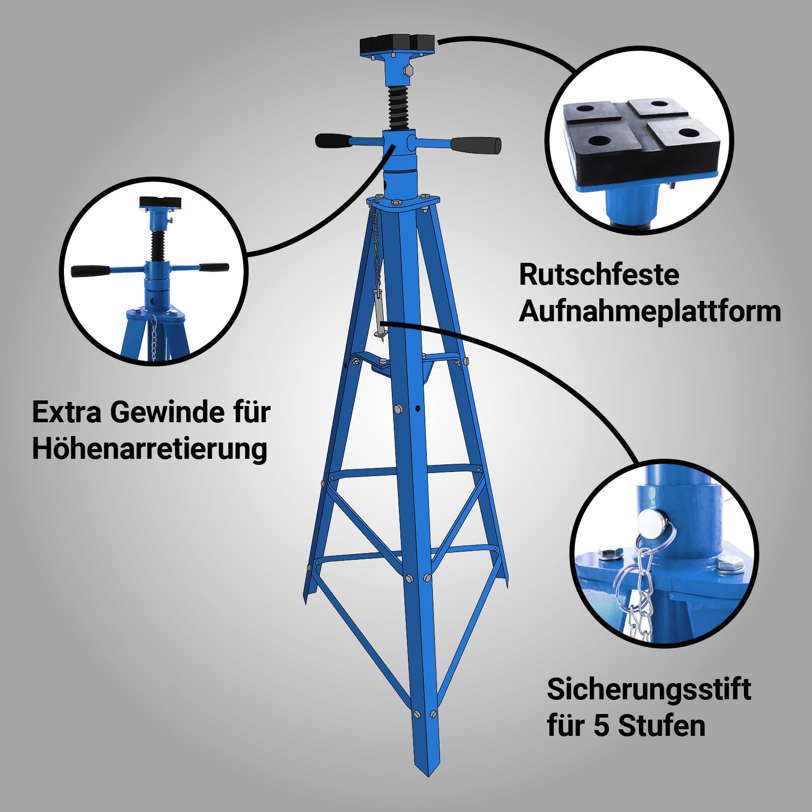 Bituxx Achsständer 2T Spindel Unterstellbock Stützbock Auto Bock Jack Stand Aufbocken Stützen KFZ höhenverstellbar Blau