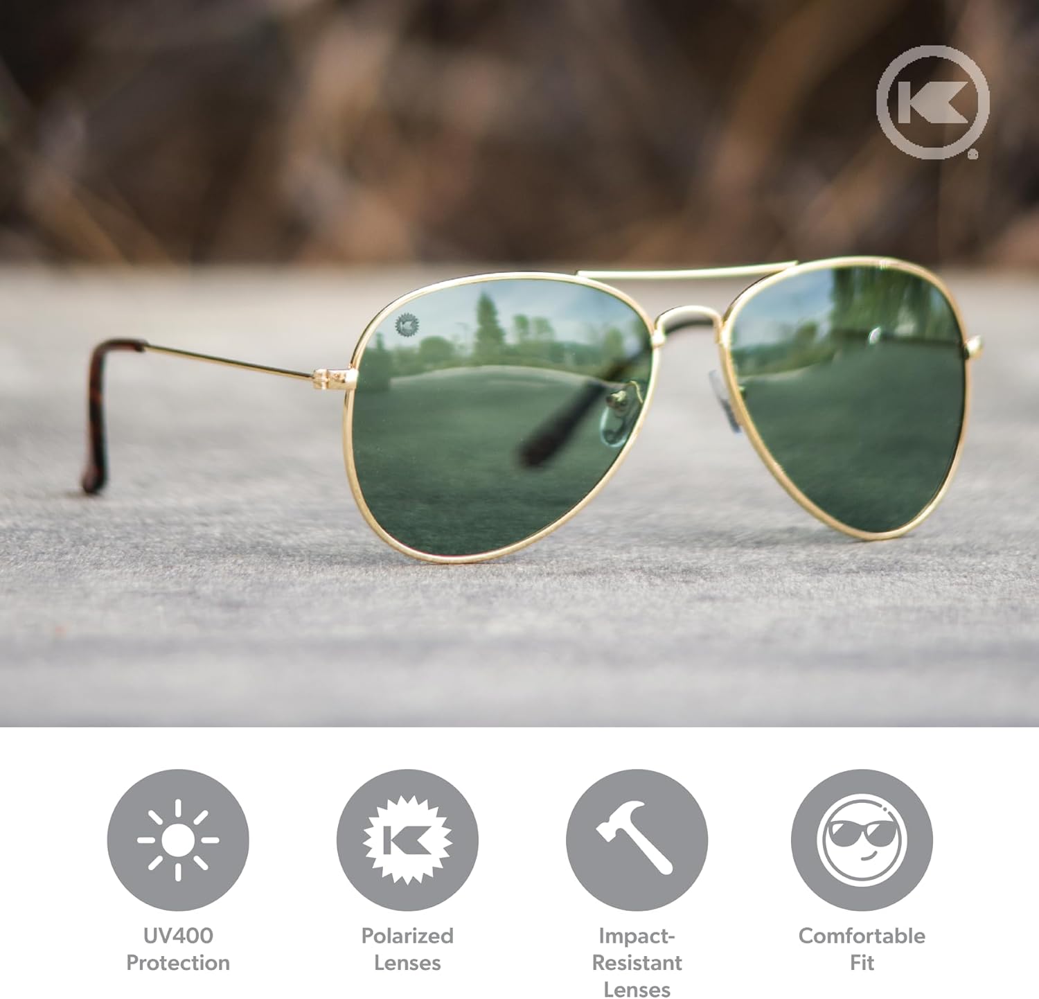 Knockaround Mile Highs Polarized Aviator Sunglasses for Men & Women - UV400 Protection