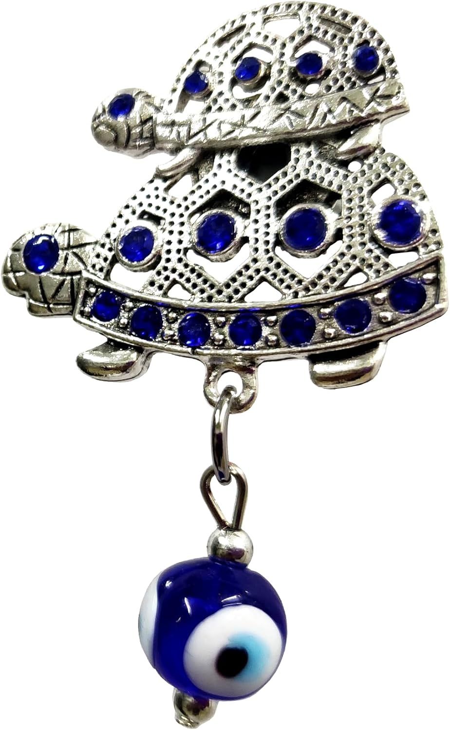 Purpledip Metal Fridge Magnet Tortoise Turtle: Evil Eye Design with Glittering Stones (12759D)