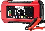 NEXPEAK NC215 15-Amp Chargeur de batterie, 12V 24V LiFePO4 Chargeur de batterie de voiture portable au plomb 9-Stage Mainteneur de batterie intelligent de chargeur de camion avec compensation temporaire pour la tondeuse de camion maritime