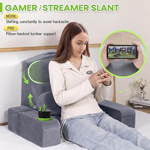 Miniatura 6 de AS AWESLING Almohada de lectura para adultos, almohada de espalda para sentarse en la cama, almohada de respaldo para sentarse en la cama, brazos