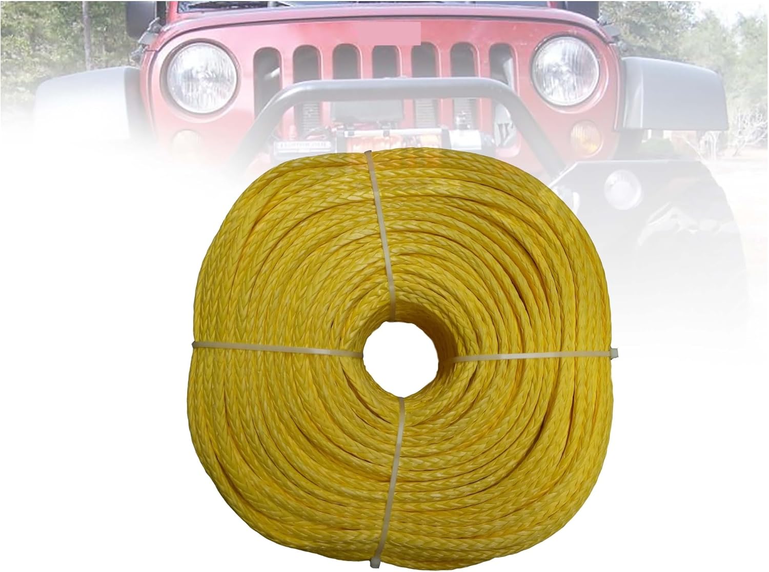 6MM X 100M UHMWPE Winch Rope Towing Line,ATV Winch Rope Winch Cable for ATV UTV SUV 4X4 4WD Off-Road(Yellow)