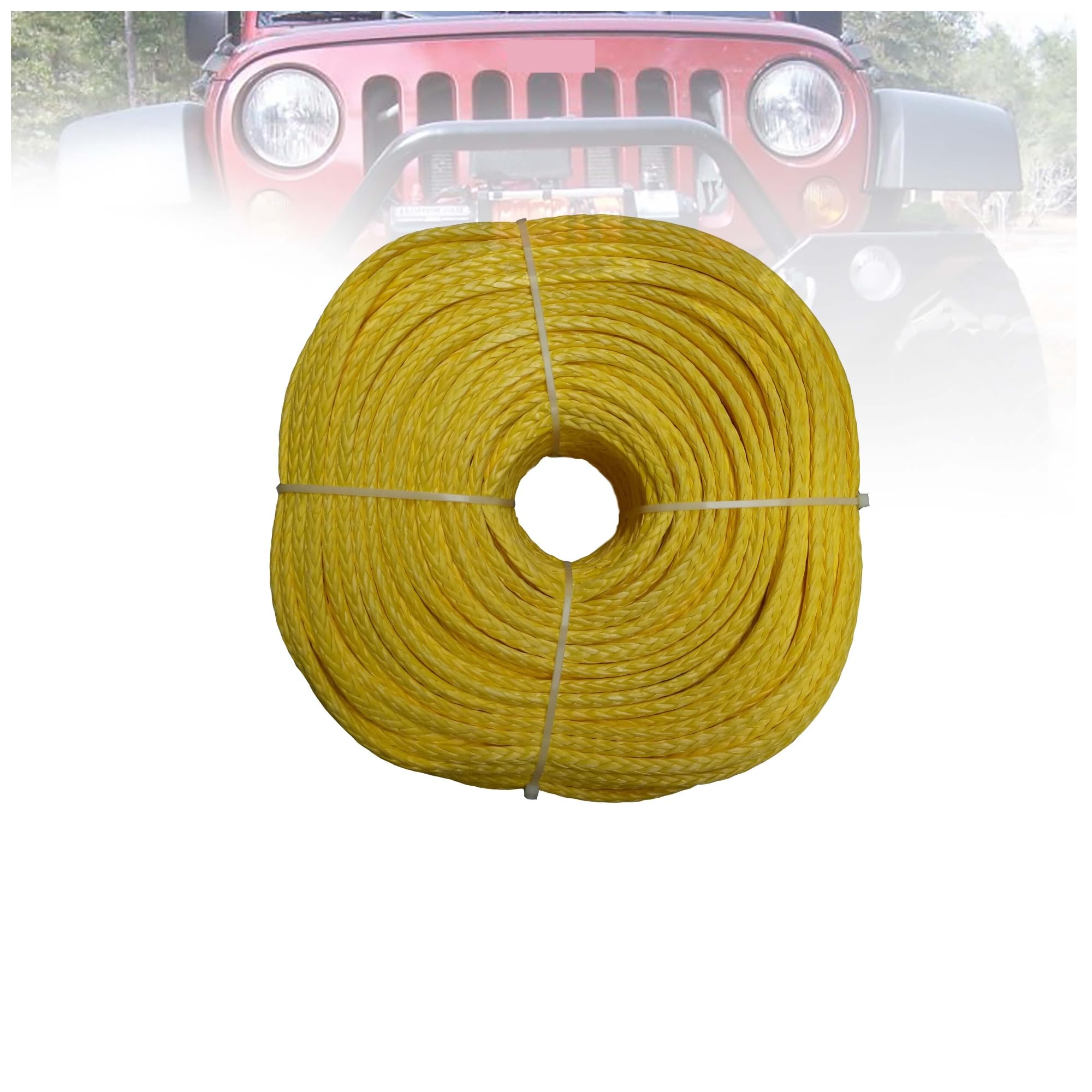Winch Rope, 6MM X 100M UHMWPE Winch Rope Towing Line,ATV Cable for ATV UTV SUV 4X4 4WD Off-Road(Giallo)