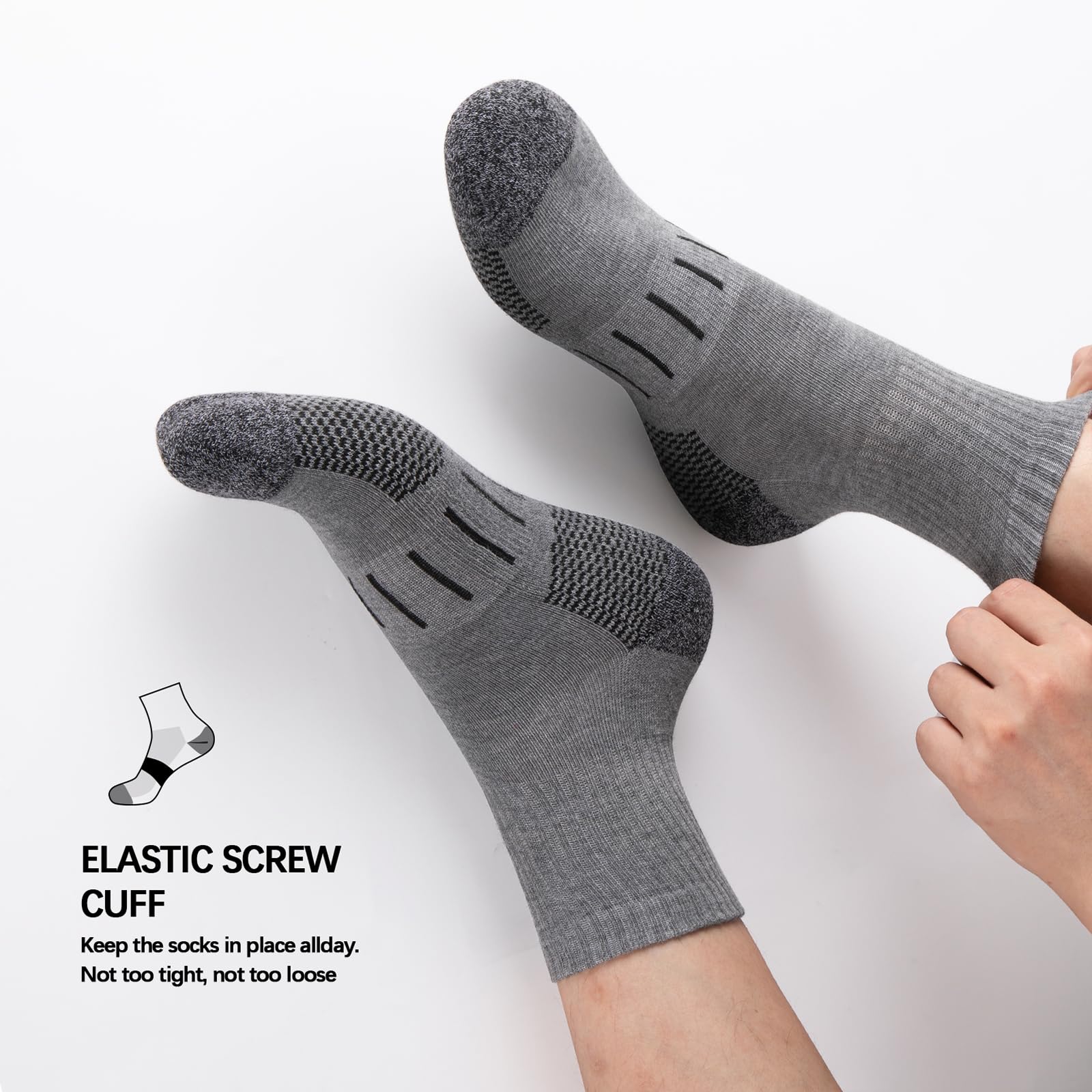 Heatuff Calcetines deportivos de tobillo para hombre, con cojín de un cuarto de amortiguación, absorben la humedad, para correr, deportes, trabajo (8 pares)